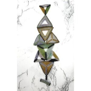 Geometric Beaded Bracelet Seed Bead Sculptural Statement Jewelry - Unique